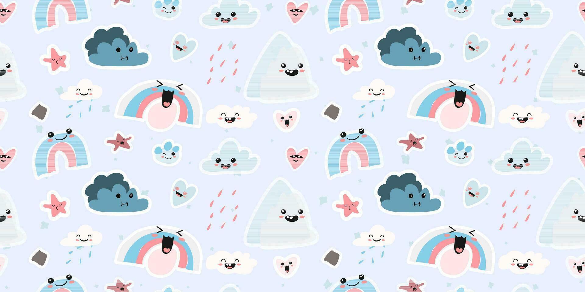Nordic Forest Theme Minimalist Scandinavian Patterns with Rainbows and Toadstools for Nursery Prints vector