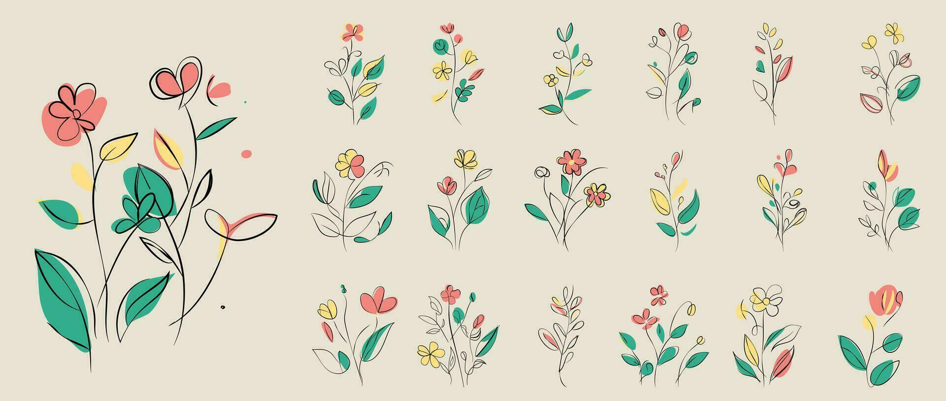 minimalista floral vector Arte ilustraciones para todas ocasiones. conjunto colección haz línea Arte de flor