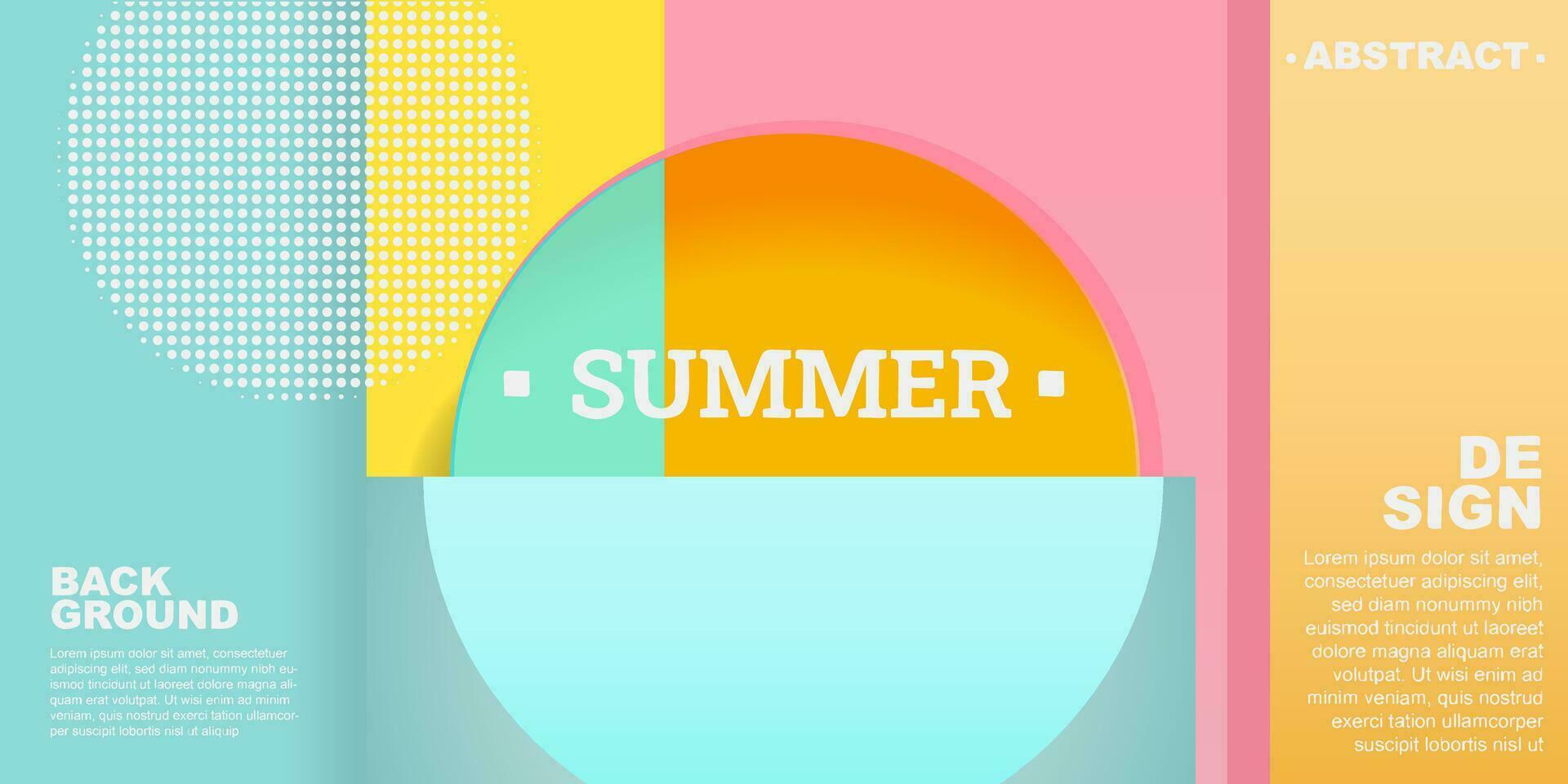 Colorful Summer background layout banners design. Template 3D product display cylindrical shape. Horizontal poster, greeting card, header website sale ad promotion. vector