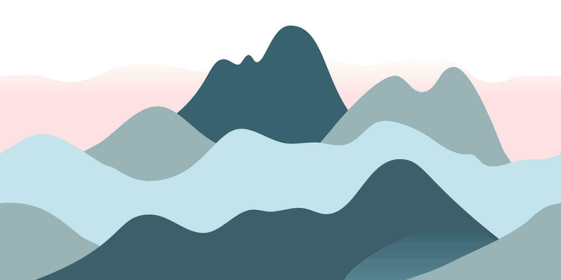 Mountain Landscape Vector Illustration for Childrens Room Decor and Wallpaper