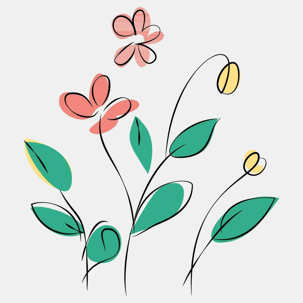 minimalista floral vector Arte ilustraciones para ocasiones modelo Clásico Moda mano dibujado decoración