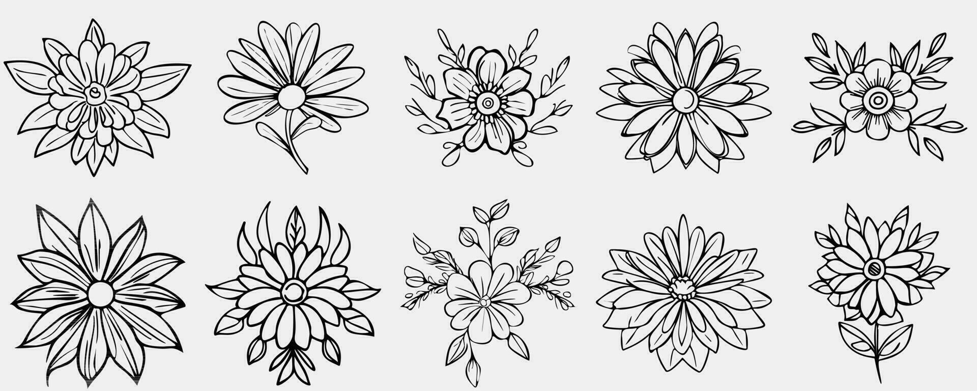 vector ilustración resumen todavía vida de flores en negro y blanco colores. contemporáneo Arte