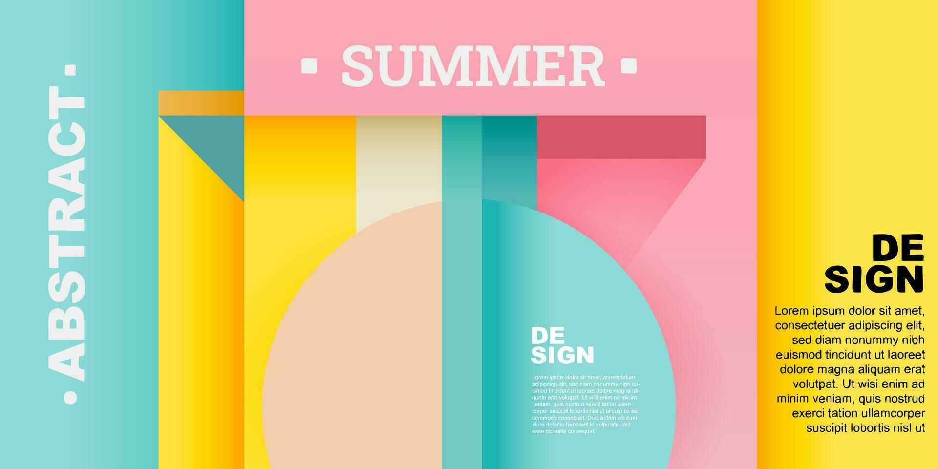 Colorful Summer background layout banners design. Template 3D product display cylindrical shape. Horizontal poster, greeting card, header website sale ad promotion. vector