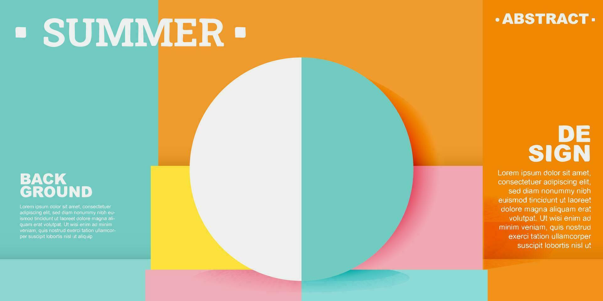 Colorful Summer background layout banners design. Template 3D product display cylindrical shape. Horizontal poster, greeting card, header website sale ad promotion. vector