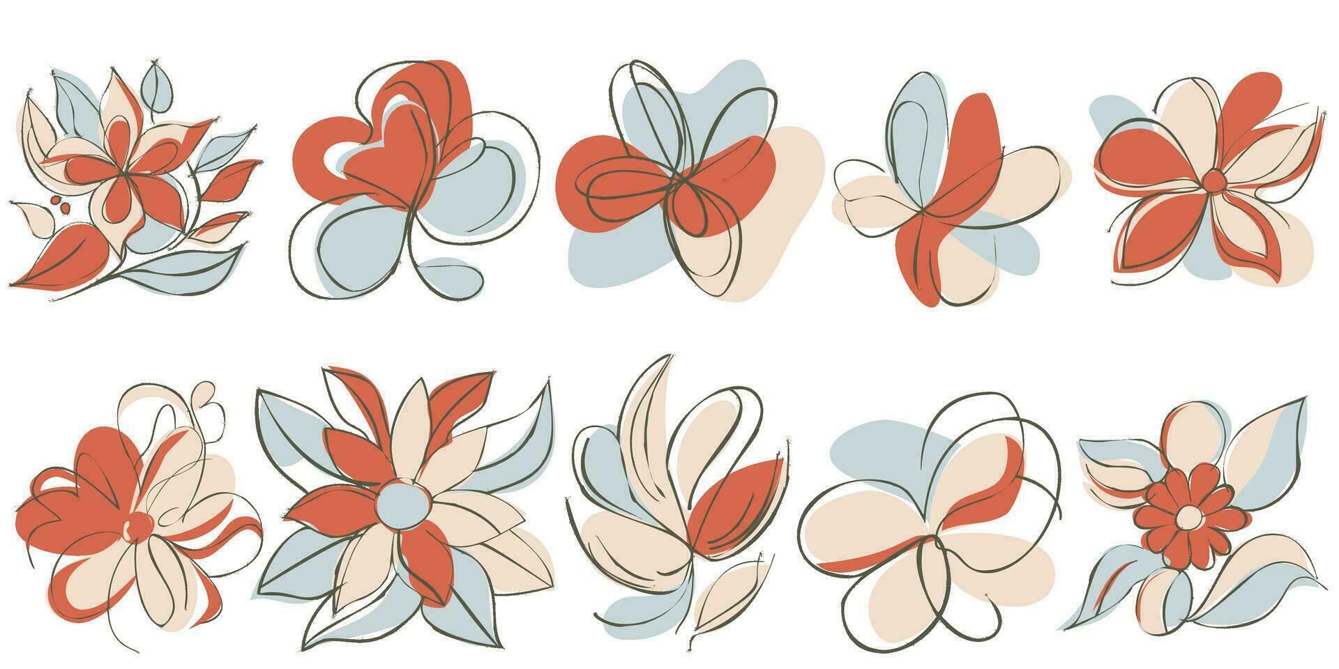 Clásico floral mano dibujado botánico flor vector conjunto colección haz