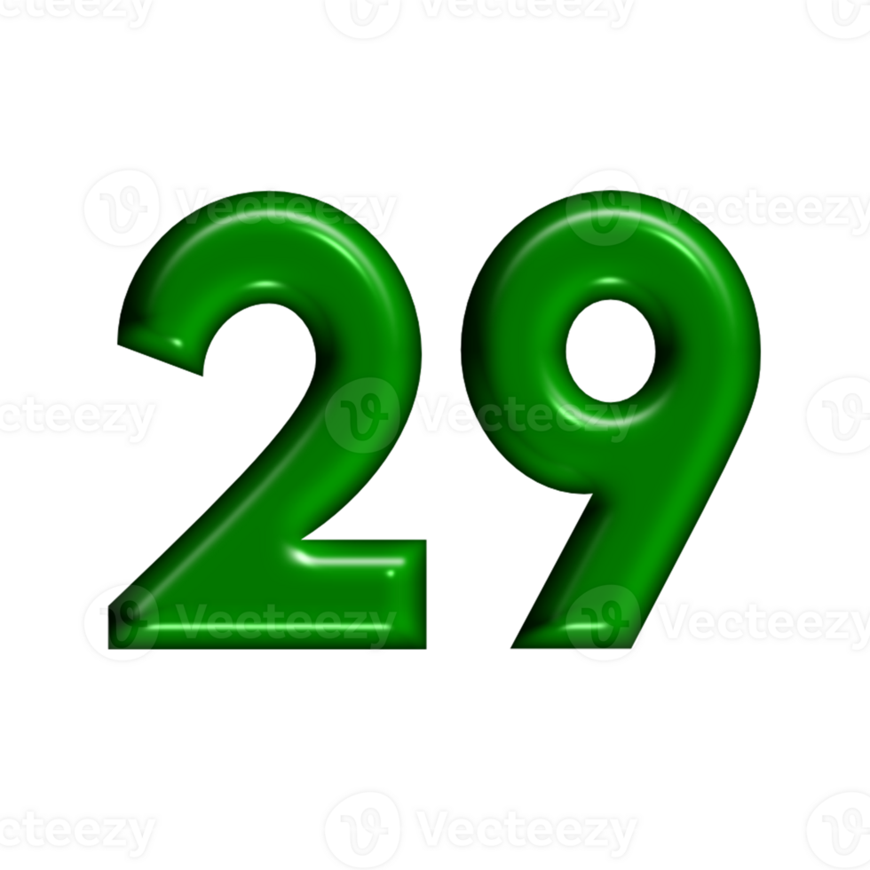 3D number green glossy color png