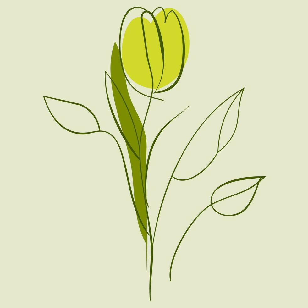 tulipán flor contemporáneo minimalista línea Arte carteles resumen orgánico formas y floral diseños vector