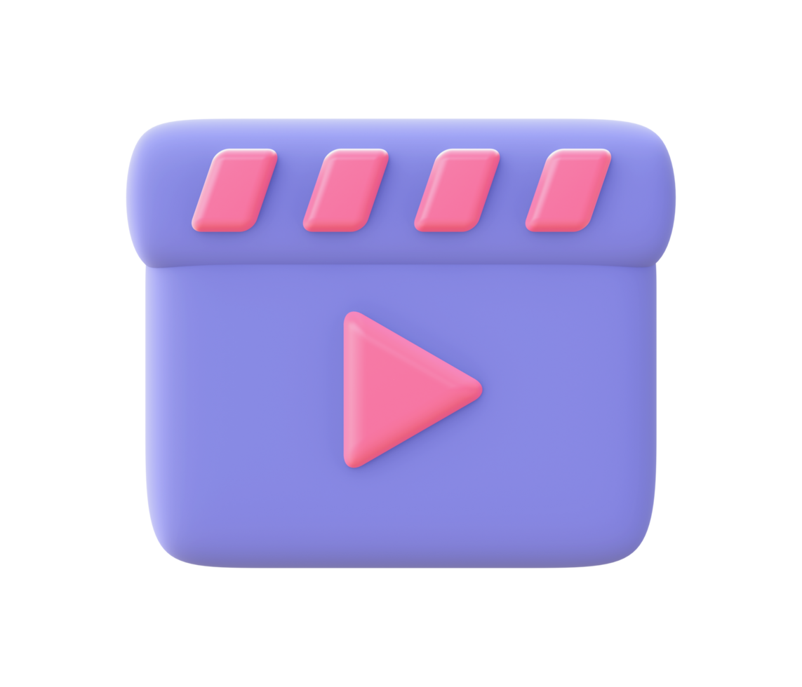 3d illustration icon of purple Movie Take for UI UX web mobile apps social media ads design png