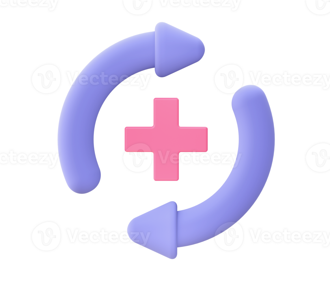 3d illustration icon of purple Health Recovery for UI UX web mobile apps social media ads design png
