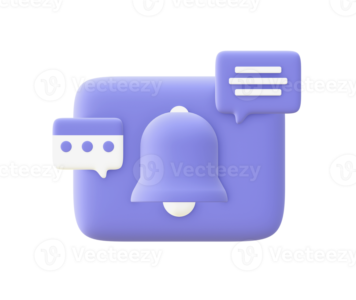 3d illustration icon of purple Chat Notification for UI UX web mobile apps social media ads design png