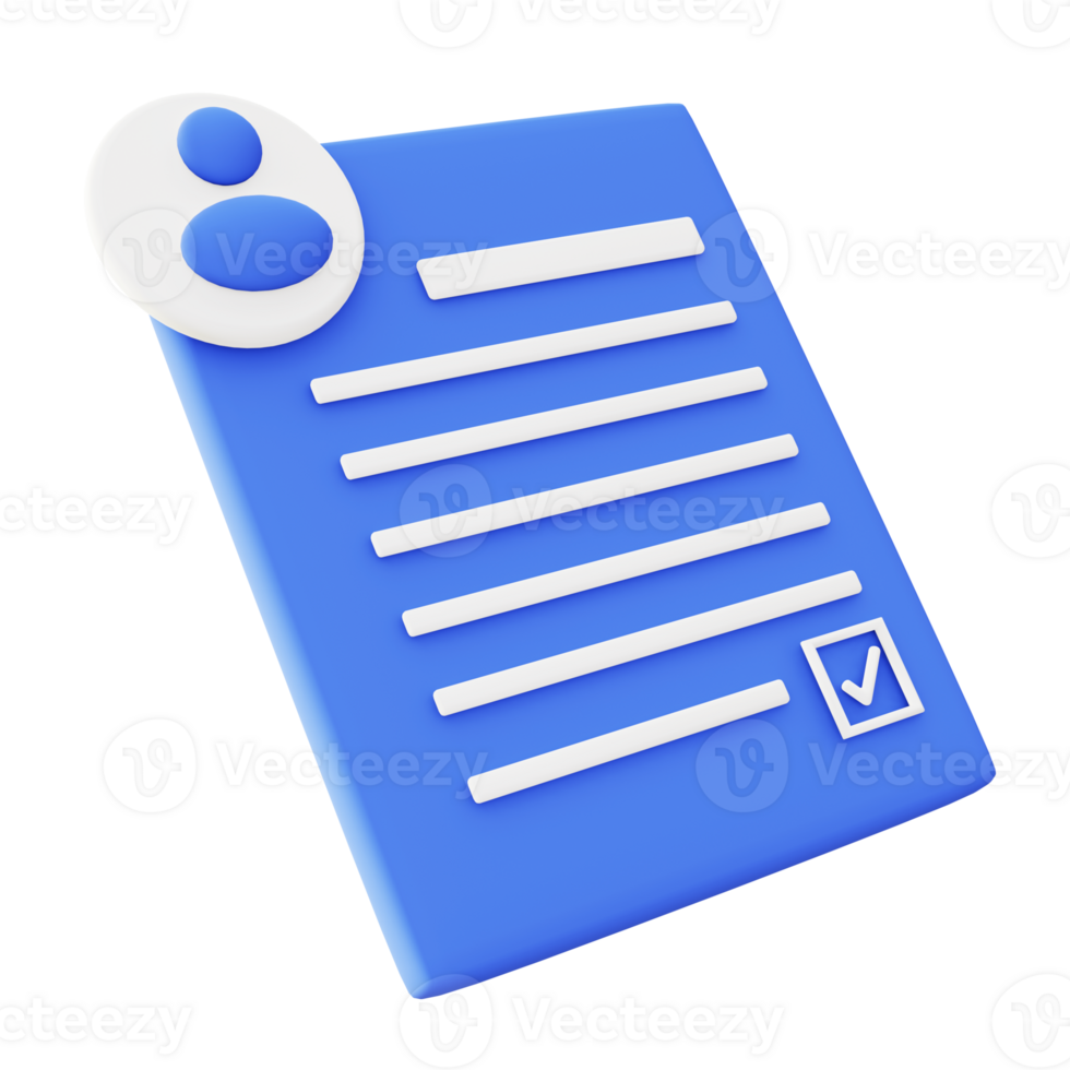 3d illustratie icoon van blauw persoonlijk bedrijf document het dossier png