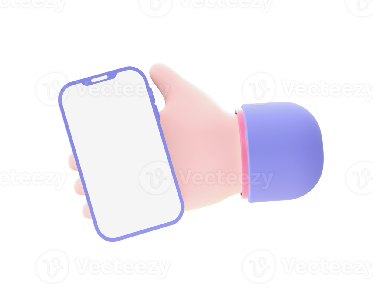 3d illustration icon of purple Holding Phone for UI UX web mobile apps social media ads design png