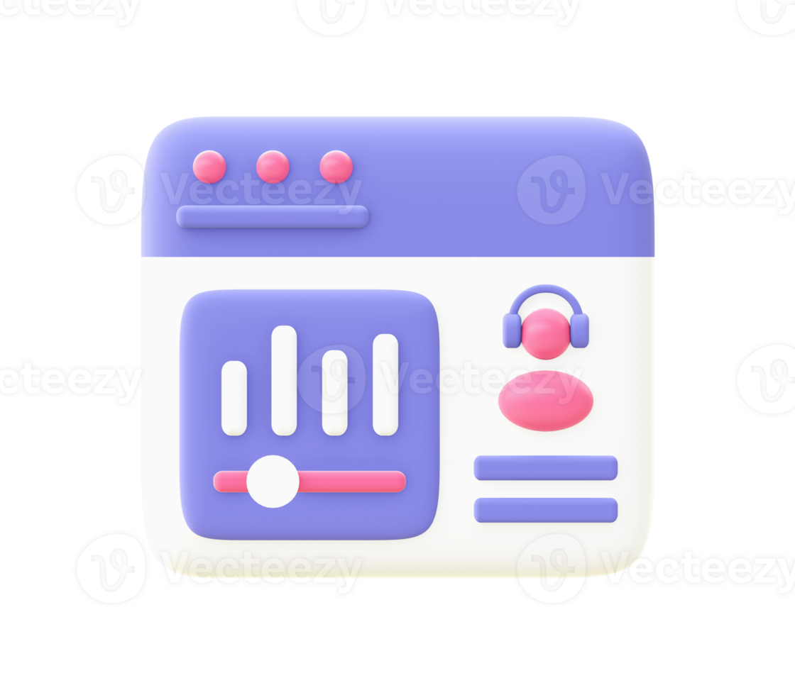 3d illustration icon of purple Music Streaming for UI UX web mobile apps social media ads design png