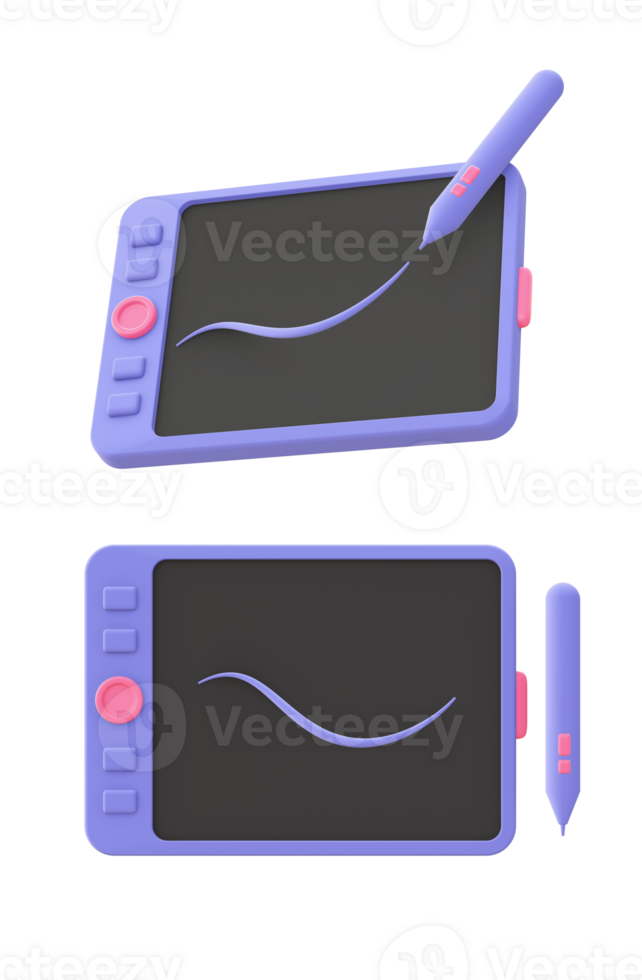 3d illustration icon of purple Drawing Tablet for UI UX web mobile apps social media ads design png
