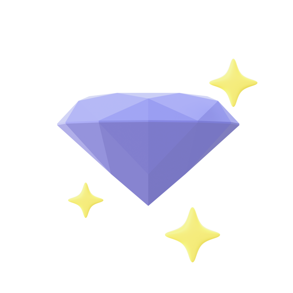 3d illustration icon of purple Diamond for UI UX web mobile apps social media ads design png