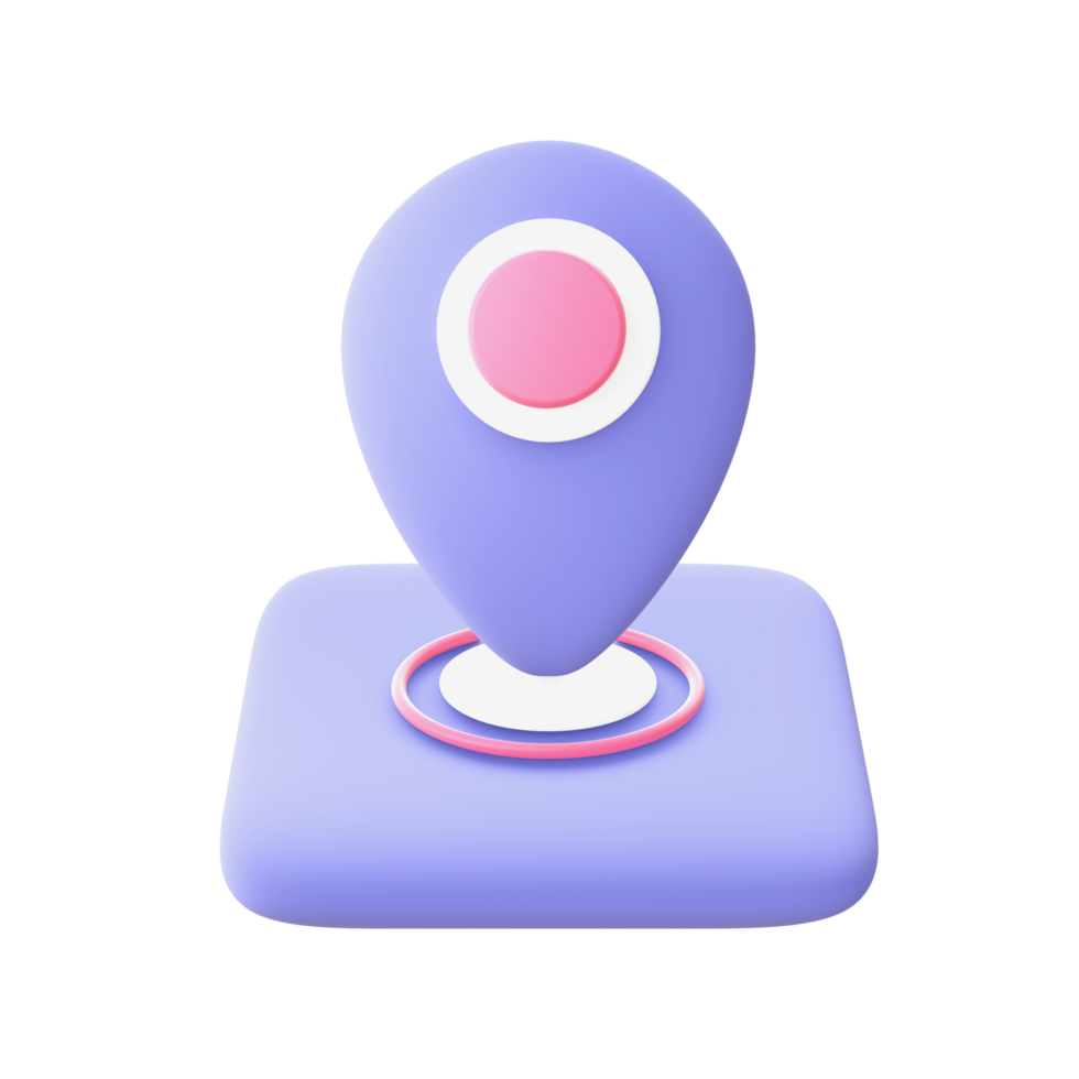3d illustration icon of purple Map Pointer for UI UX web mobile apps 