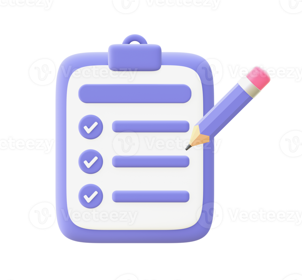 3d illustration icon of purple Notes and Pencil for UI UX web mobile apps social media ads design png