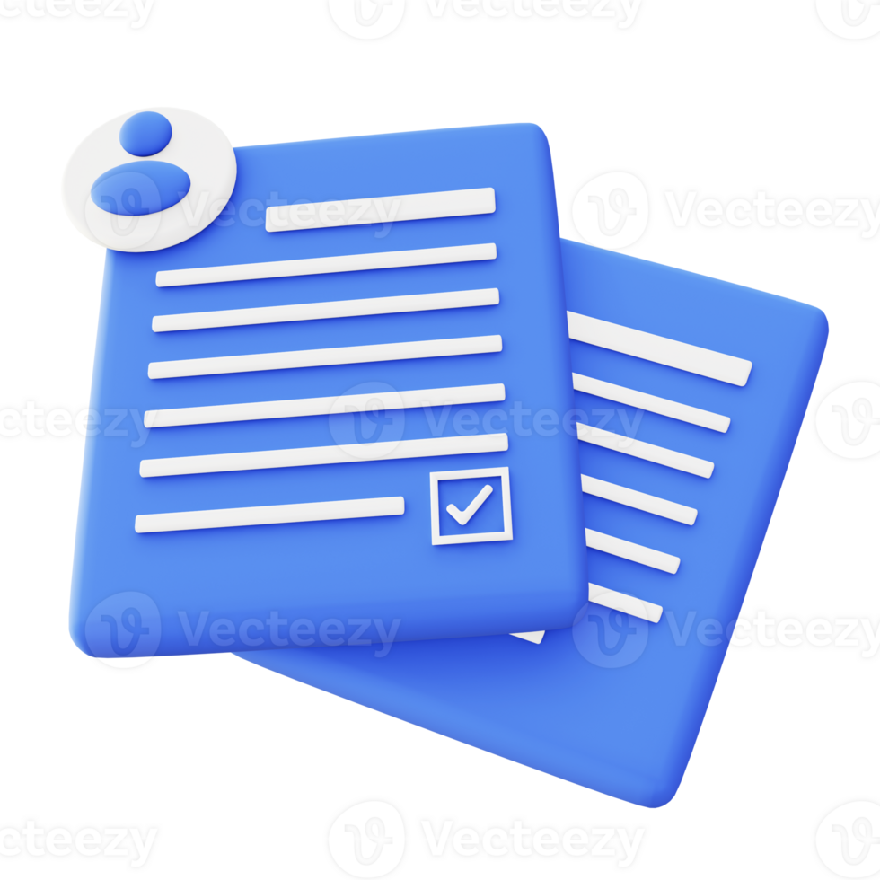 3d illustration icon of blue business document file png