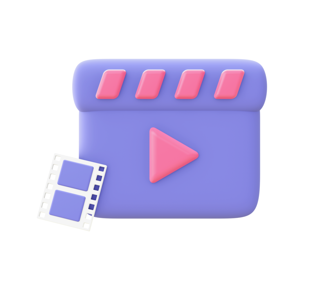 3d Illustration Symbol von lila Film zum ui ux Netz Handy, Mobiltelefon Apps Sozial Medien Anzeigen Design png