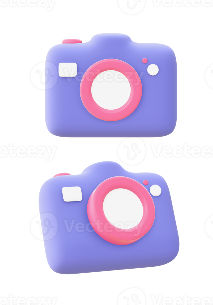 3d illustration icon of purple Camera for UI UX web mobile apps social media ads designs png