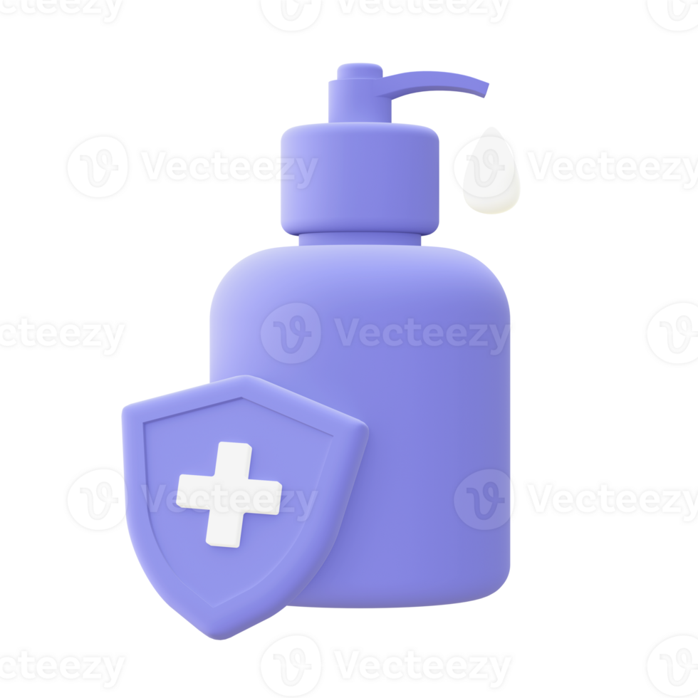 3d illustration icon of purple Hand Sanitizer for UI UX web mobile apps social media ads design png