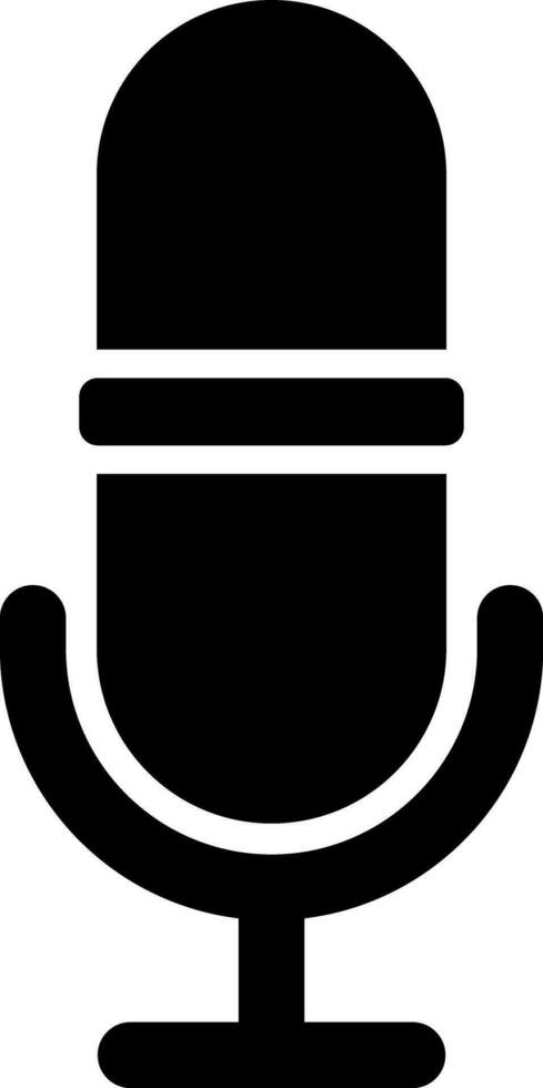 Flat style microphone icon in Black and White color. vector