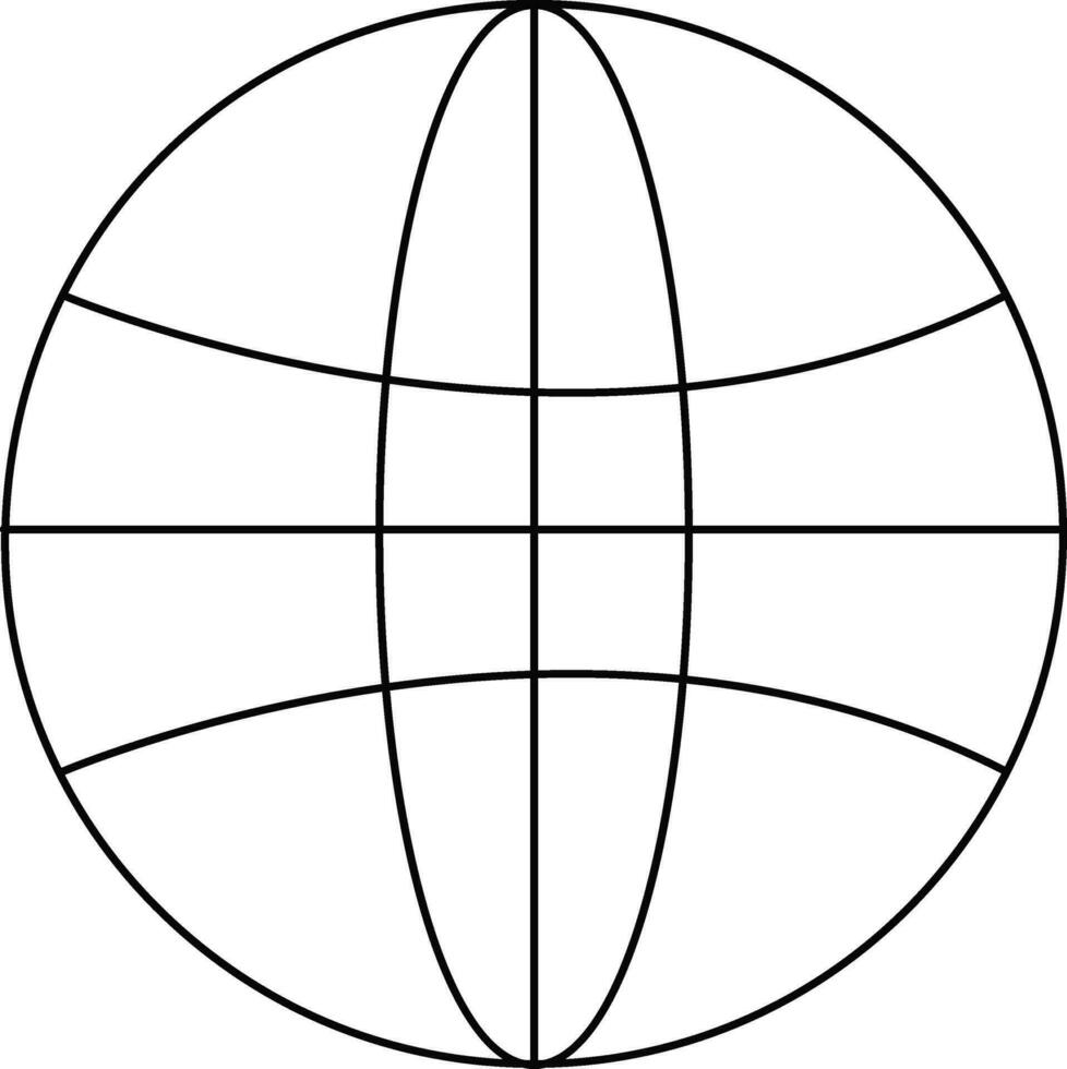 Earth globe in black line art. vector