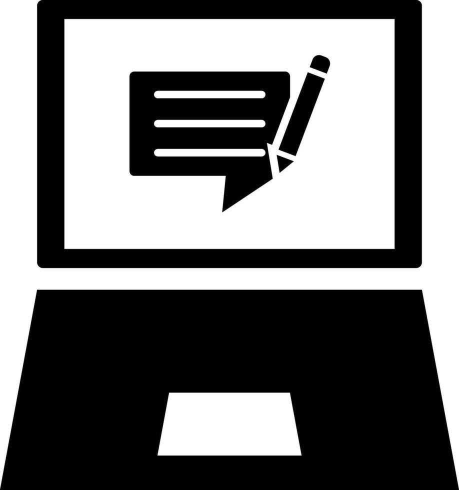 Online comments from laptop icon. vector