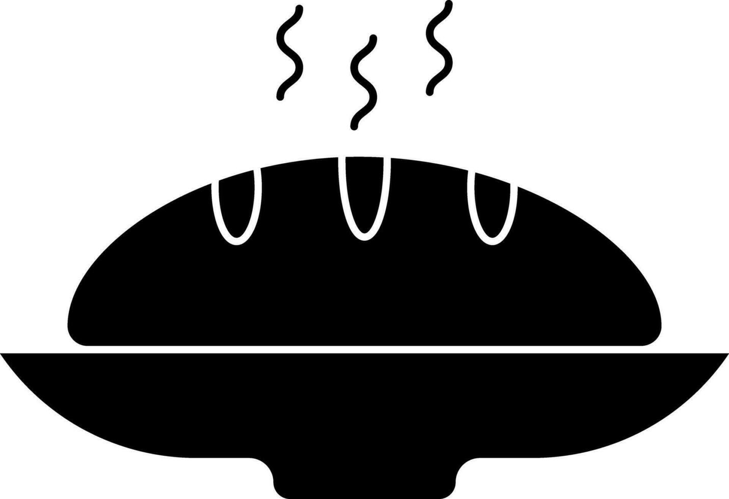 ilustración de caliente jamón en plato glifo icono. vector