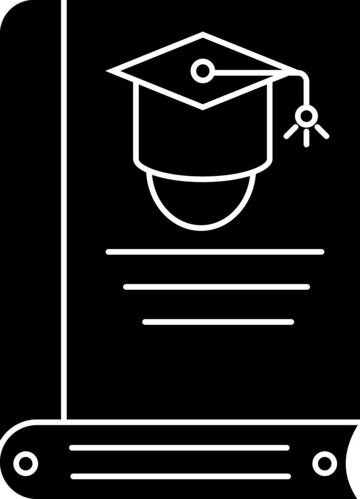 Glyph icon or symbol of graduation book. vector