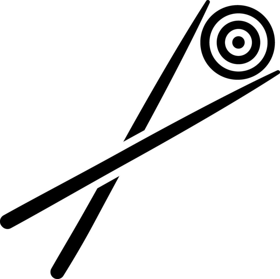 Illustration of sushi food with chopsticks glyph icon. vector