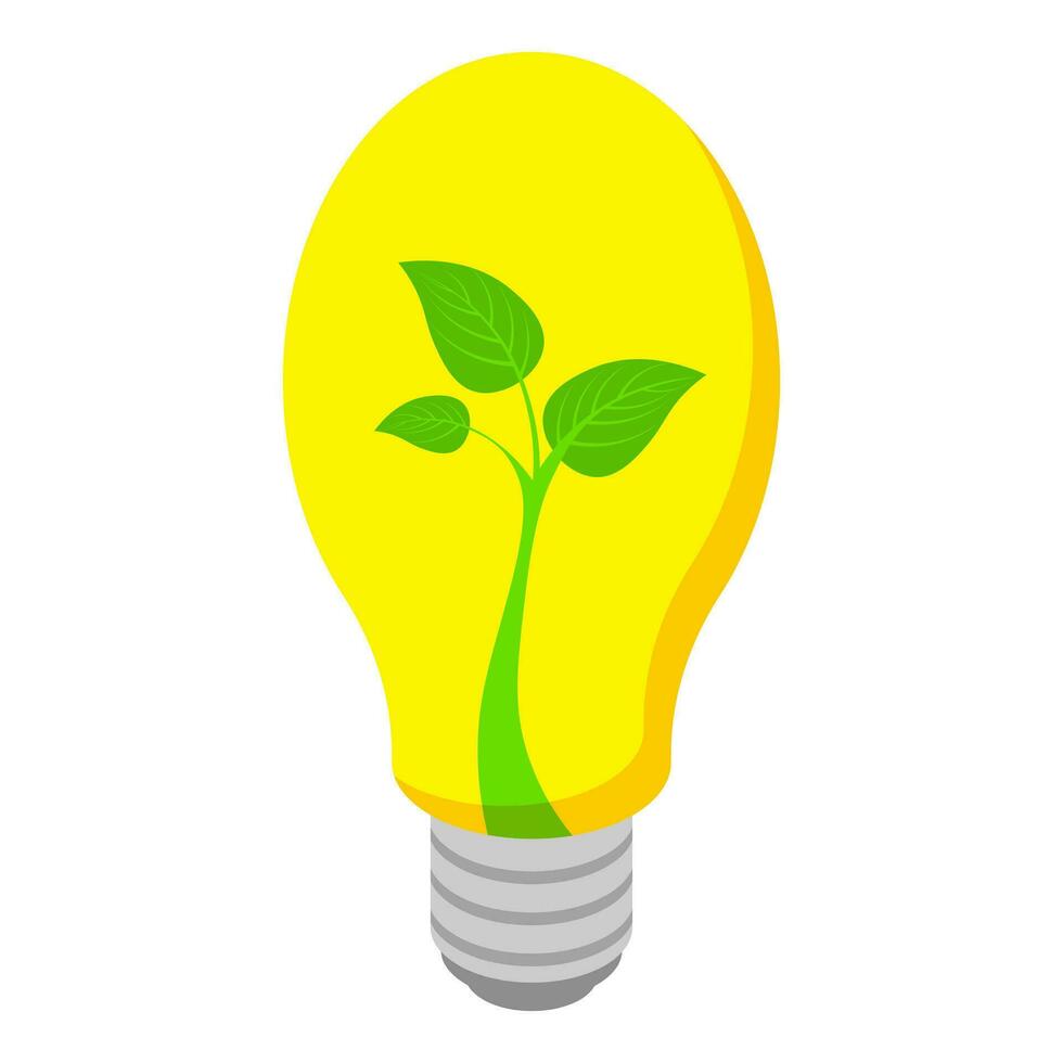 3D isometric of eco bulb icon. vector