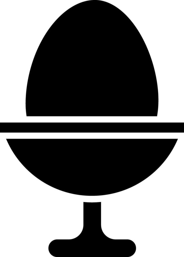 Black and White illustration of boiled egg glass icon. vector