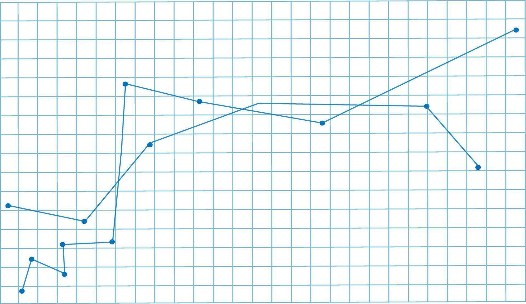 Line graph icon on grid paper. vector