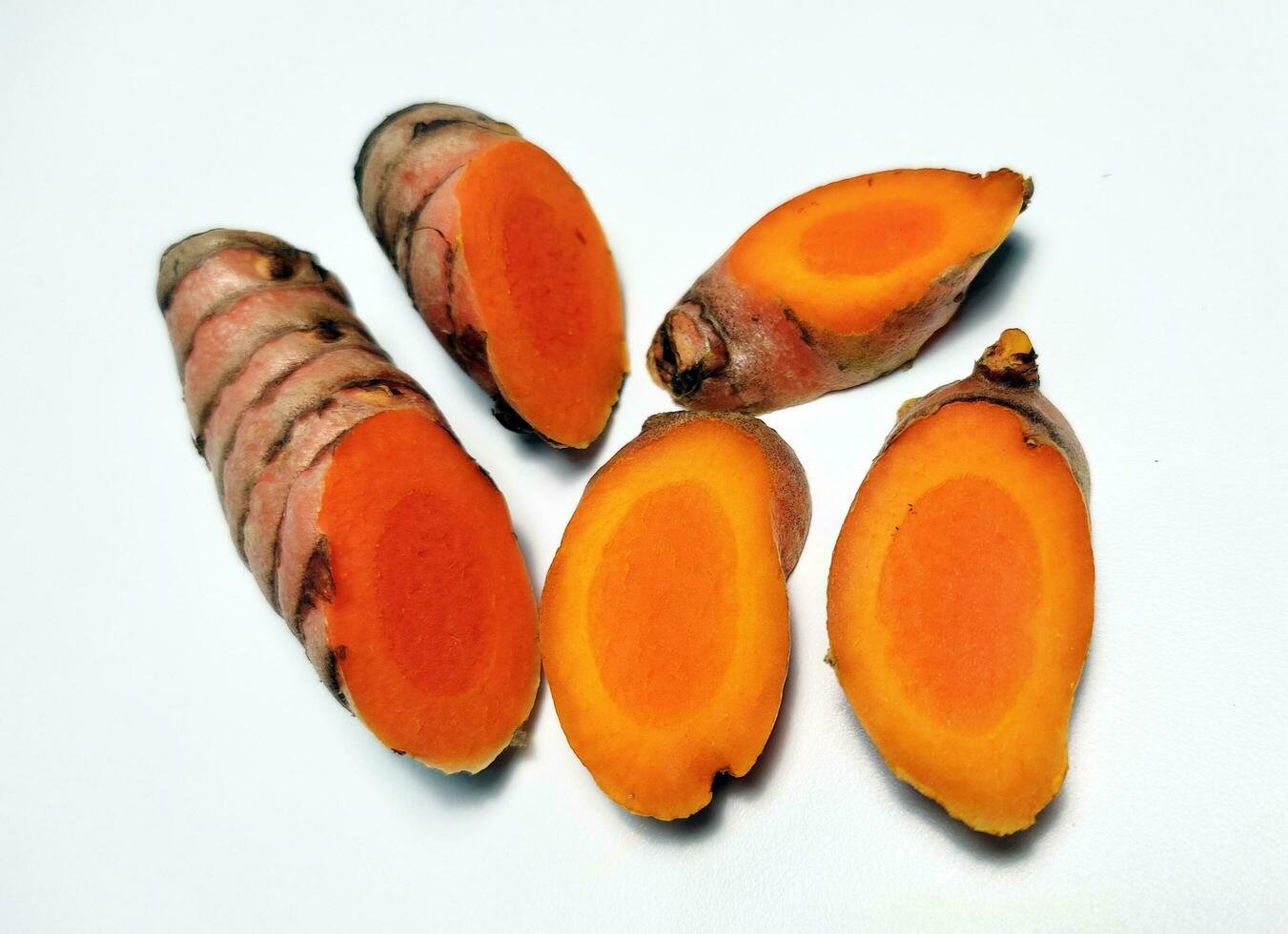 Turmeric or curcuma longa isolated on white back ground. photo