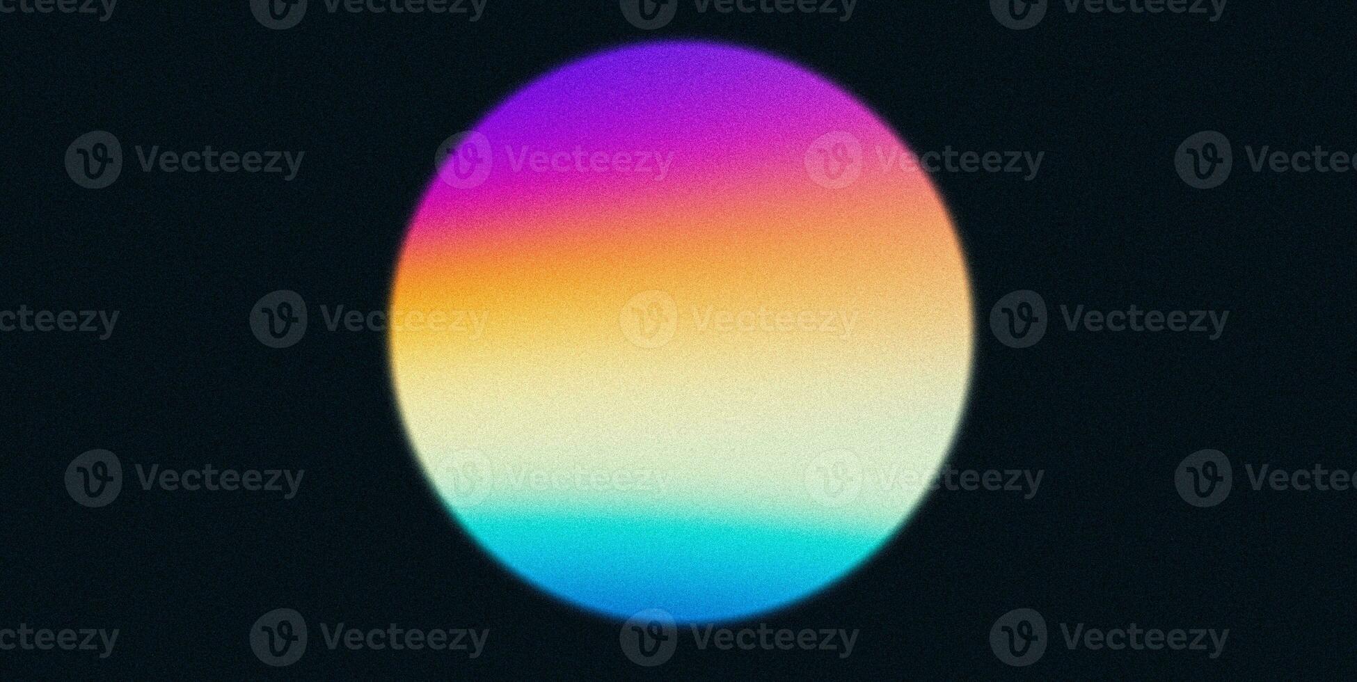 Vibrant rainbow grainy gradient circle purple yellow blue orange abstract retro banner design photo