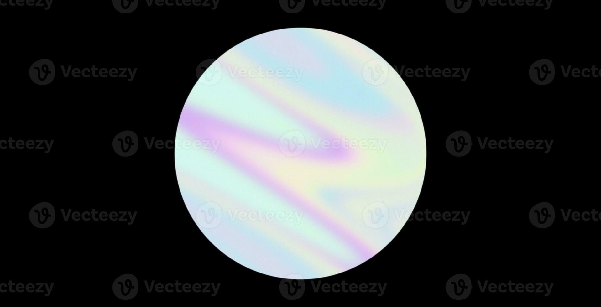 Abstract holographic circle on black background iridescent liquid color gradient noise texture effect photo