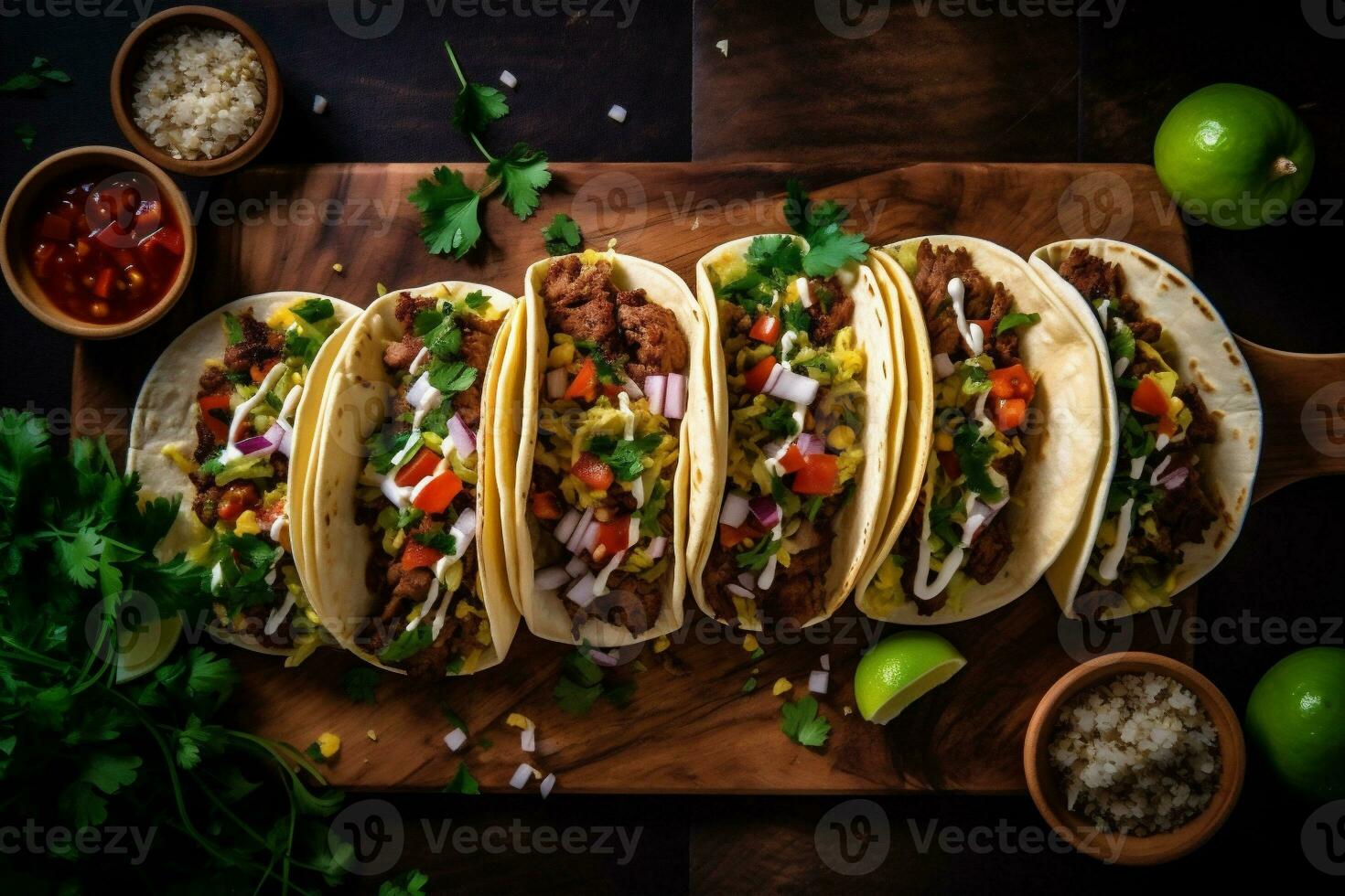 taco mexican tomato food meal sauce chili vegetable pepper fresh. Generative AI. photo