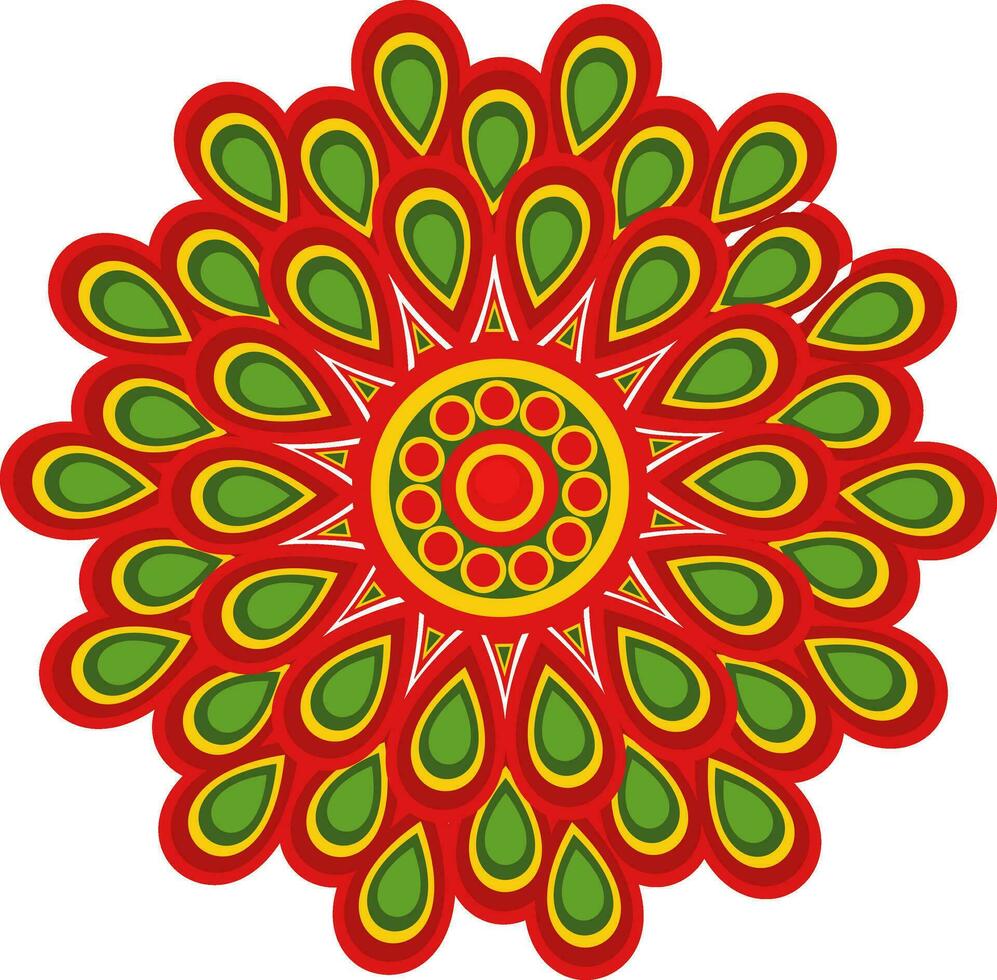 Colorful floral rangoli design. vector