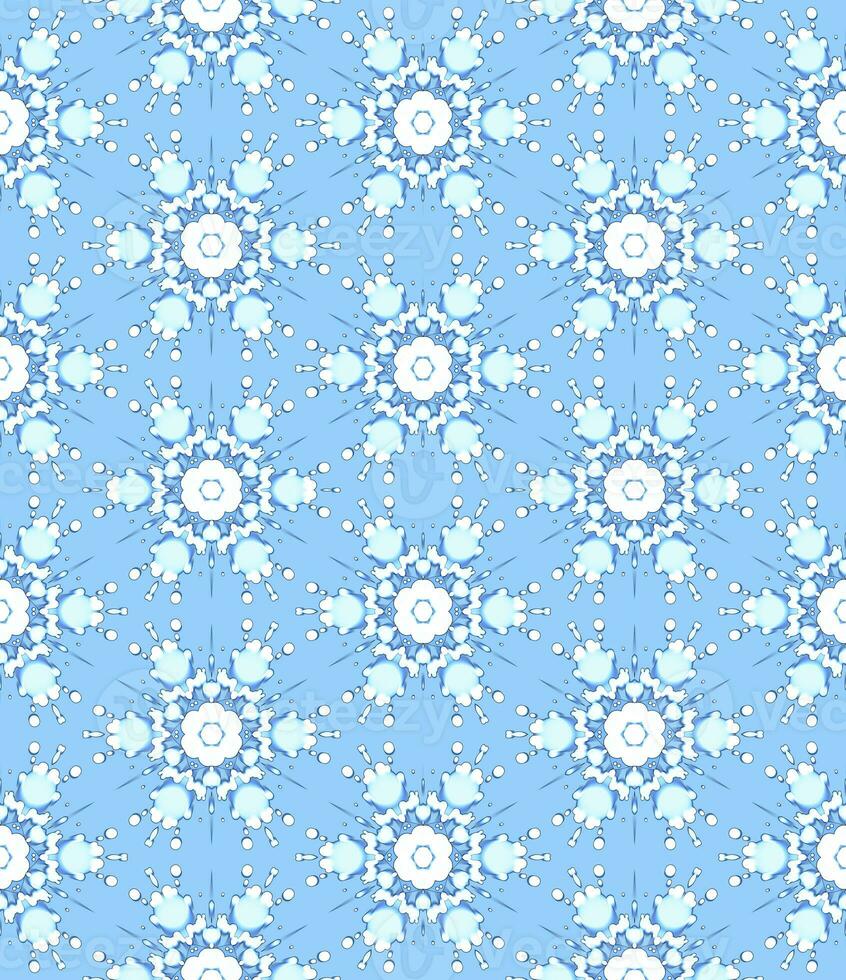 White Blue Bloom Flower Abstract Pattern on Blue Background photo