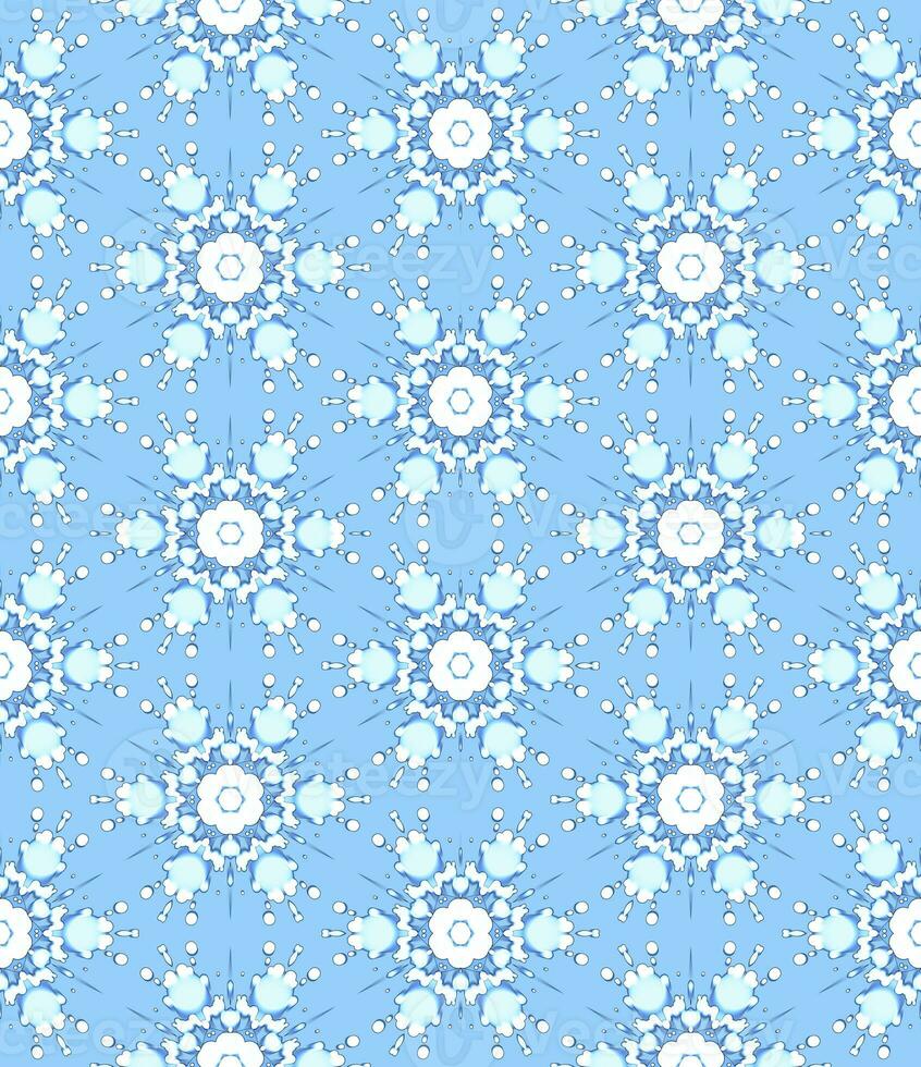White Blue Bloom Flower Abstract Pattern on Blue Background photo