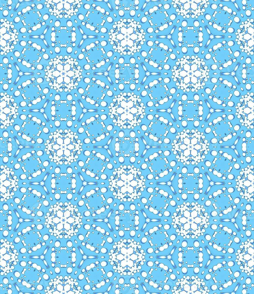 Blue Flower Firework Kaleidoscope Abstract Pattern on Blue Background photo