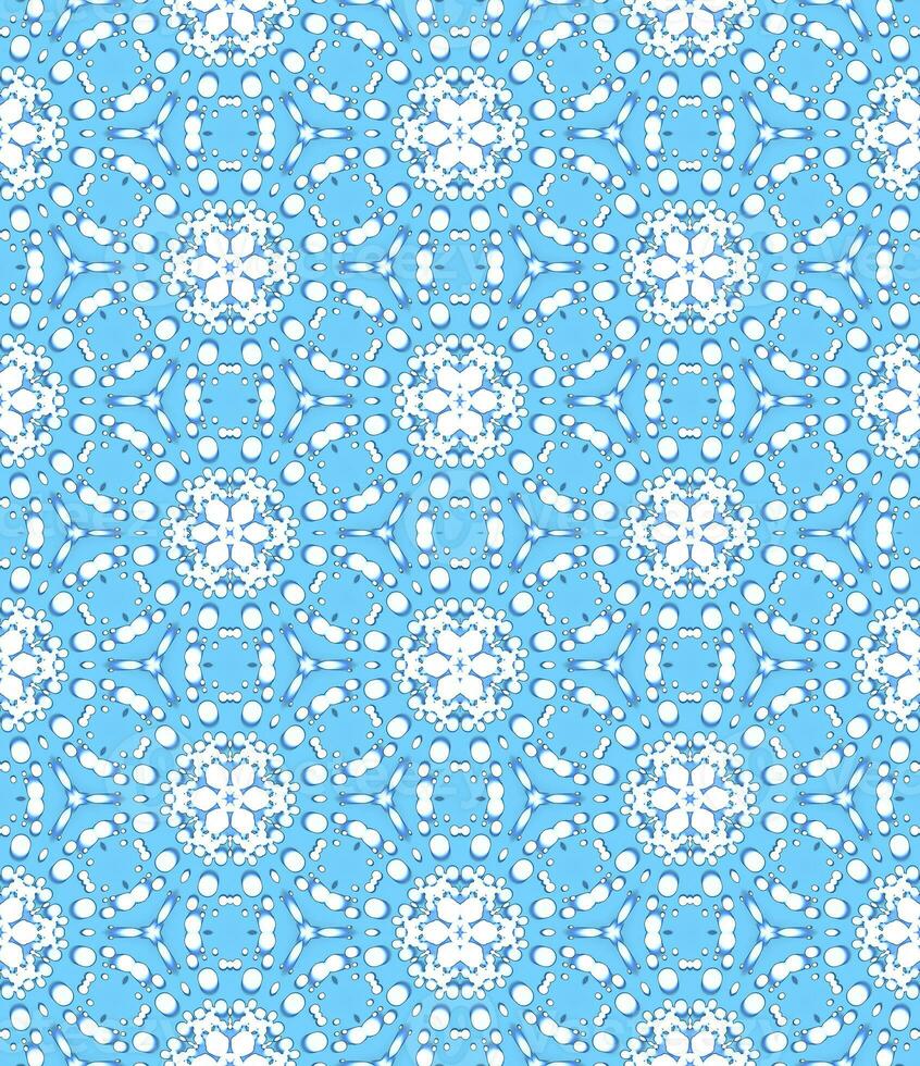 Blue Flower Firework Kaleidoscope Abstract Pattern on Blue Background photo