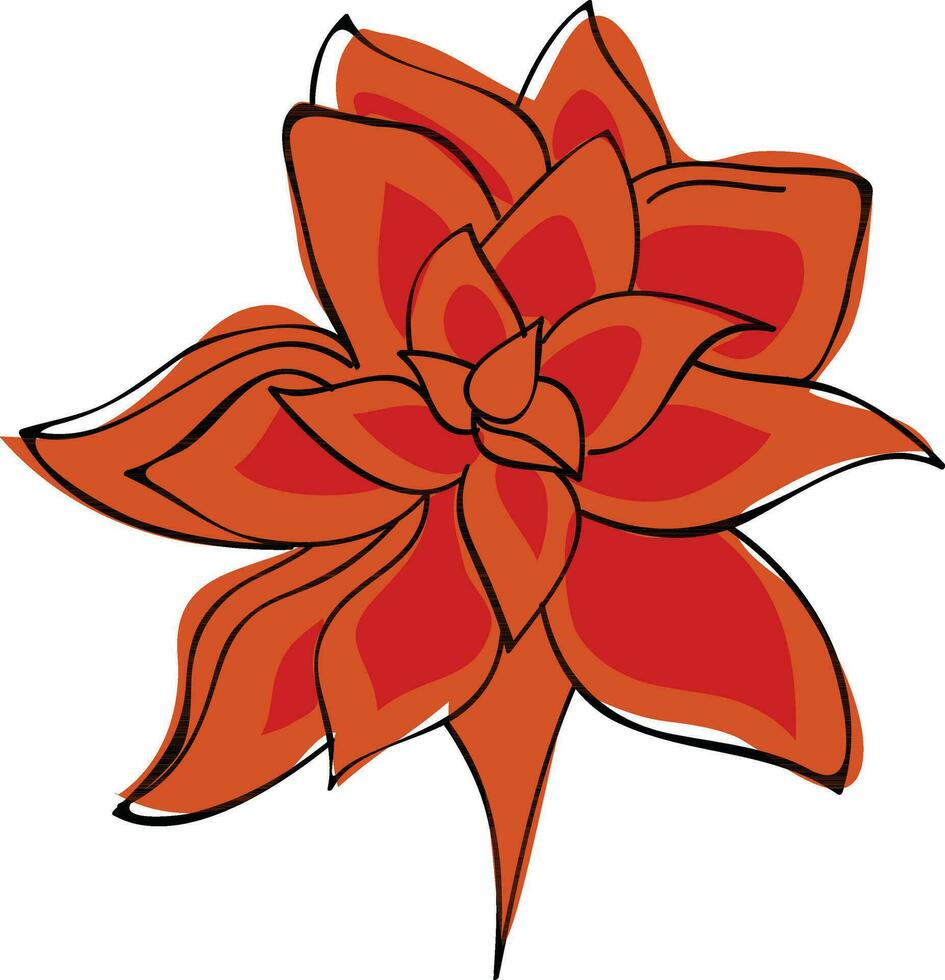 Red color flower in flat style. vector