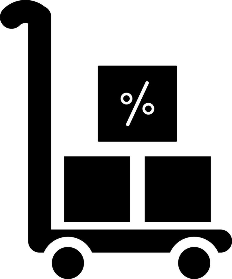 Delivery Free Shopping Box on Trolley icon. vector