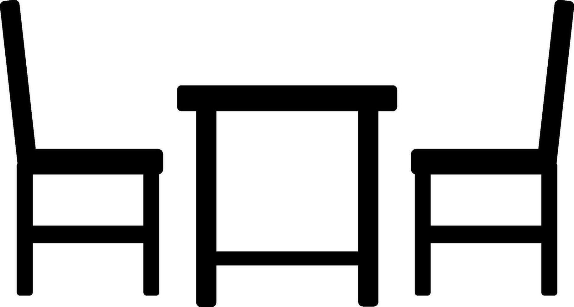 Black table with chairs icon on white background. vector