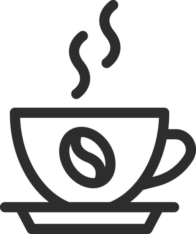 Line art hot coffee cup icon. vector