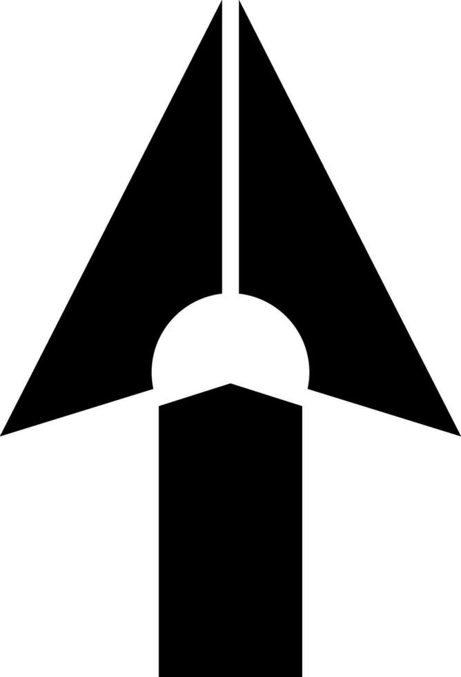Arrow with negative space glyph icon. vector