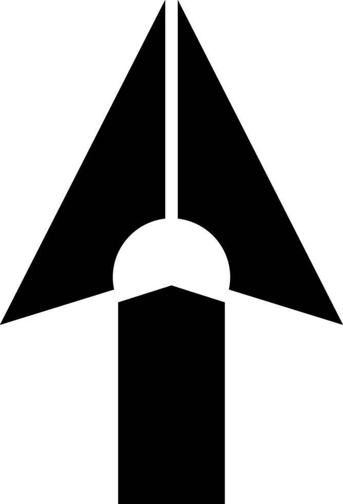 Arrow with negative space glyph icon. vector