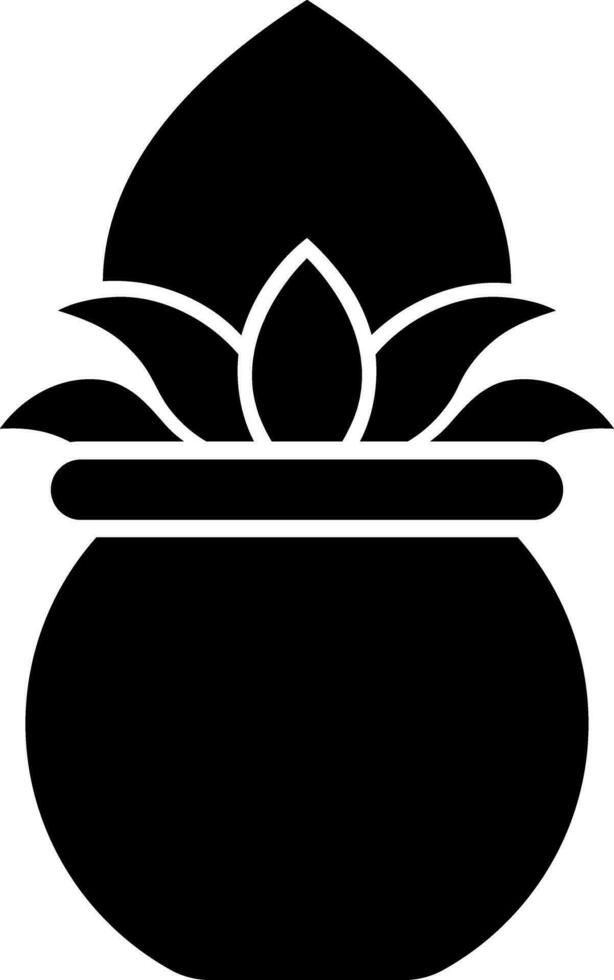 Worship pot kalash icon in Black and White color. vector